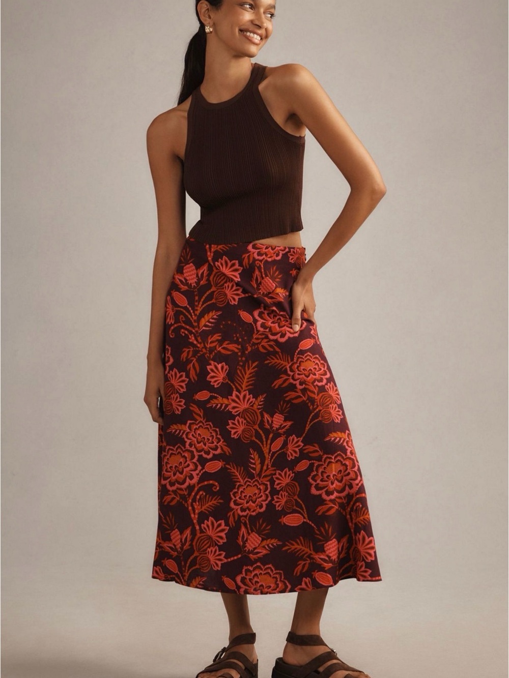 Farm Rio Slip Midi Skirt